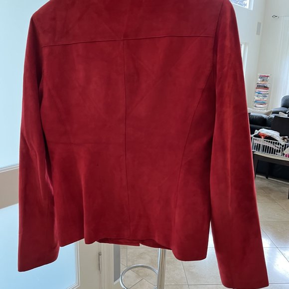 Elle Tahari Red Suede Jacket - Picture 6 of 12